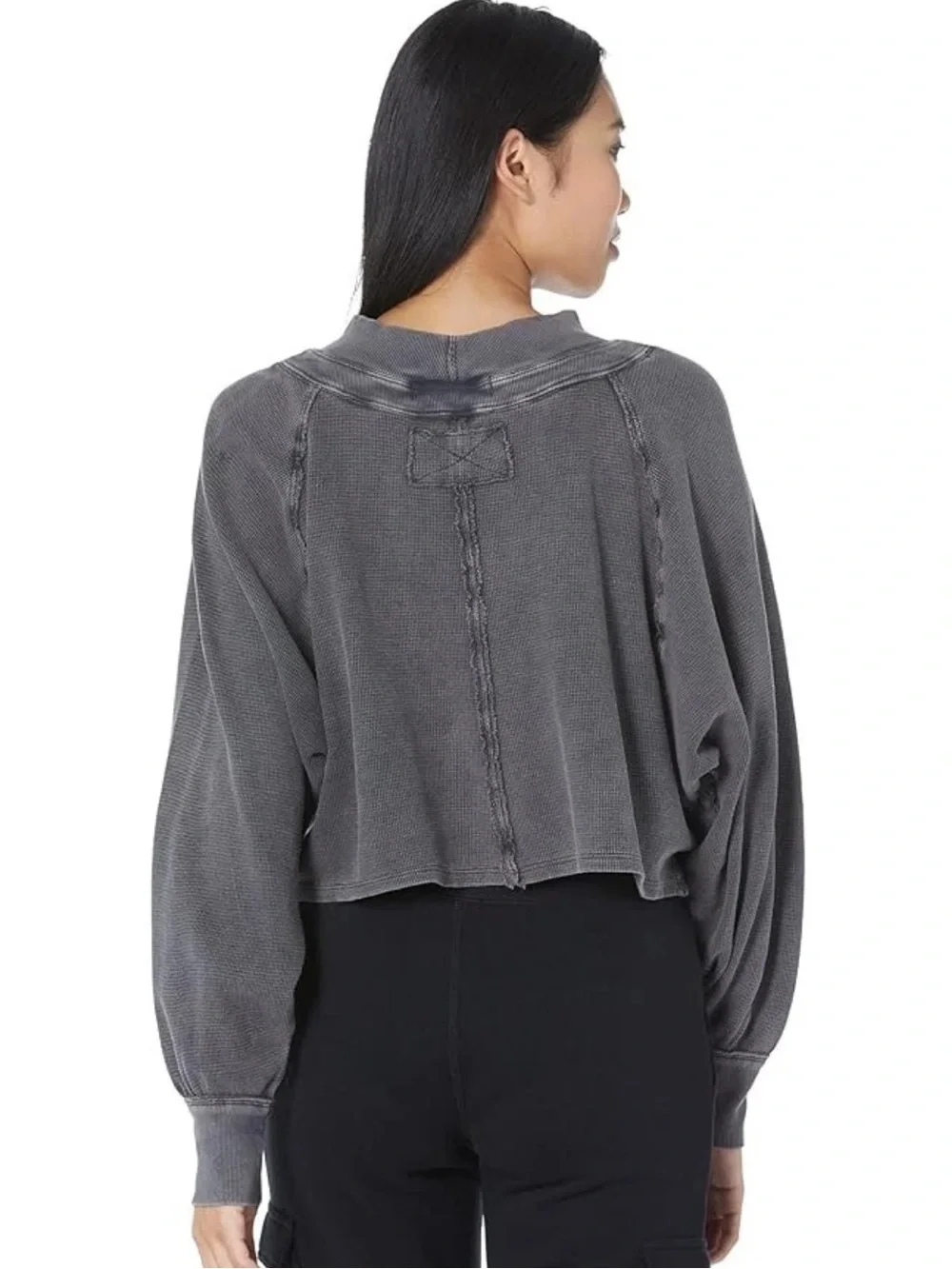 Free People Fun Times Turtle Thermal Pullover Black XS